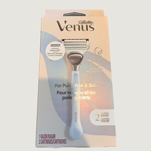 Gillette Venus Razor for Pubic Hair and Skin White 2 Cartridges NEW Grooming